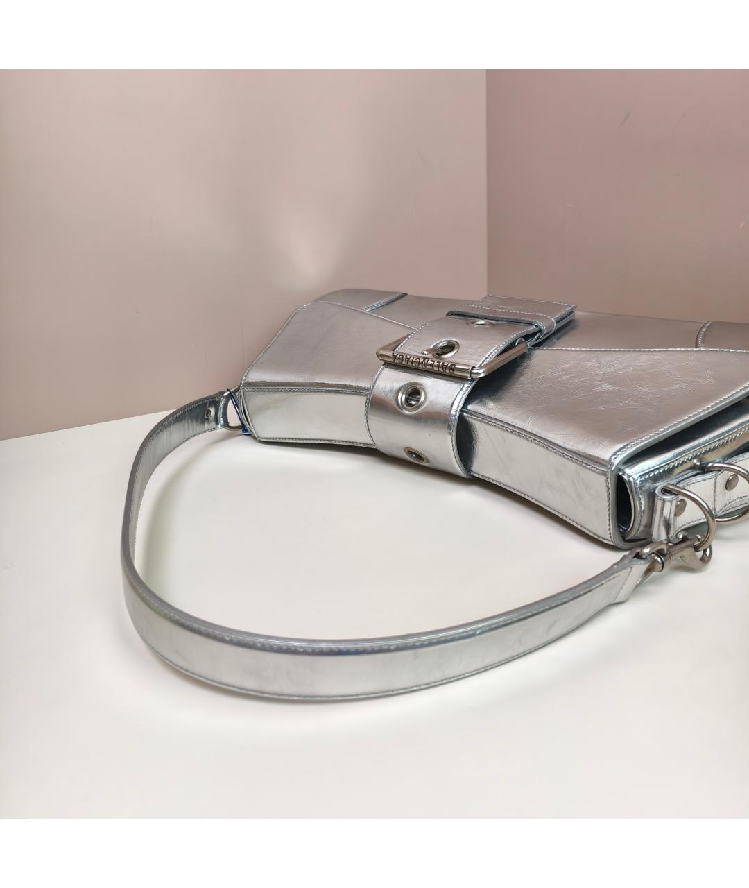 BALENCIAGA Серебряная сумка с короткими ручками, фото 6