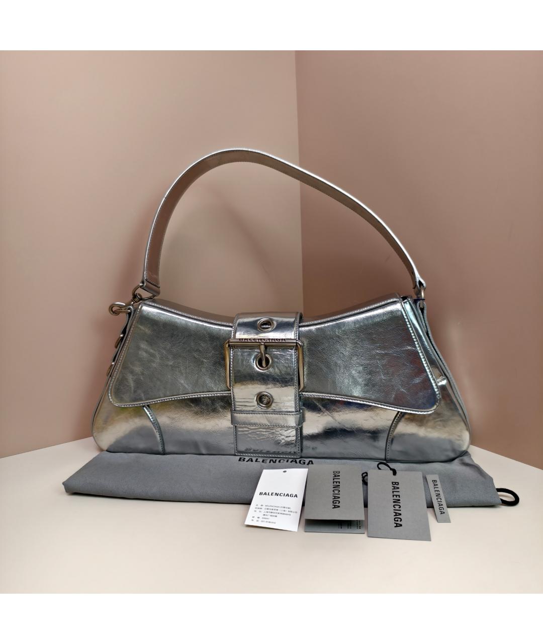 BALENCIAGA Серебряная сумка с короткими ручками, фото 10
