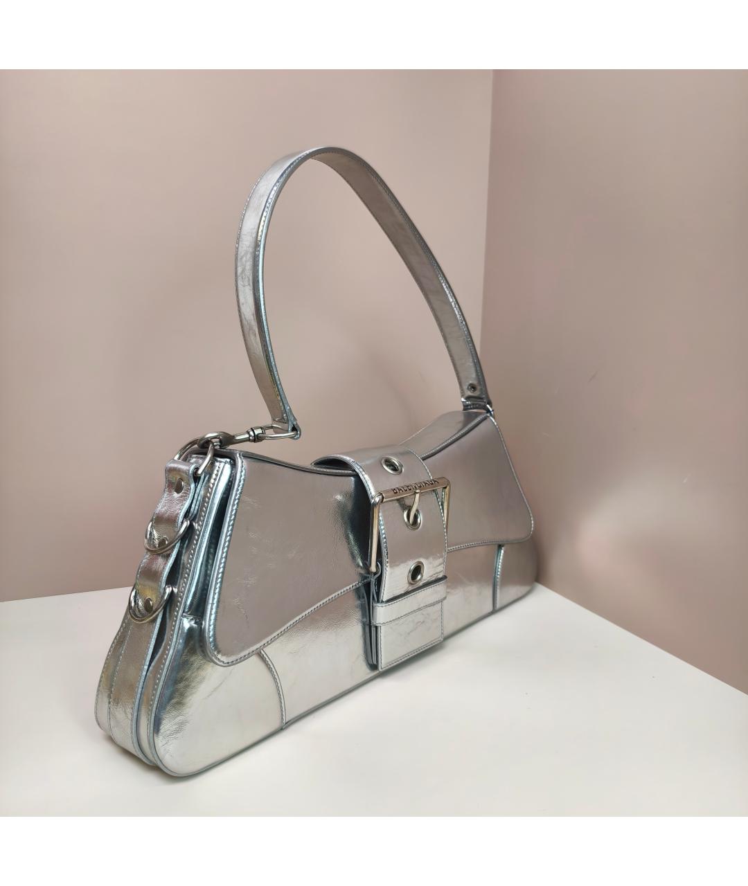 BALENCIAGA Серебряная сумка с короткими ручками, фото 3