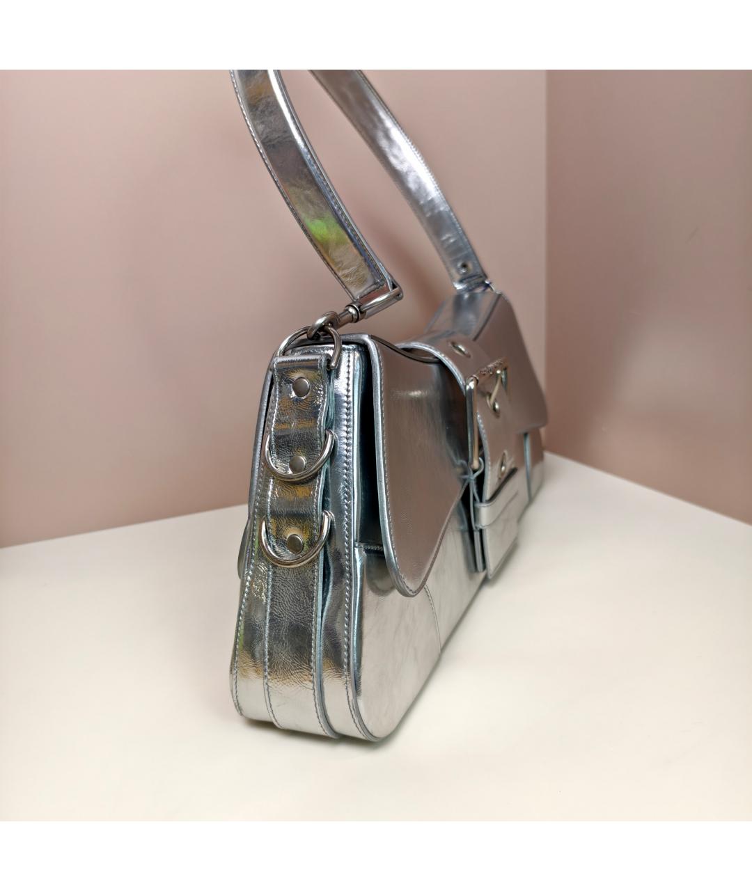 BALENCIAGA Серебряная сумка с короткими ручками, фото 4