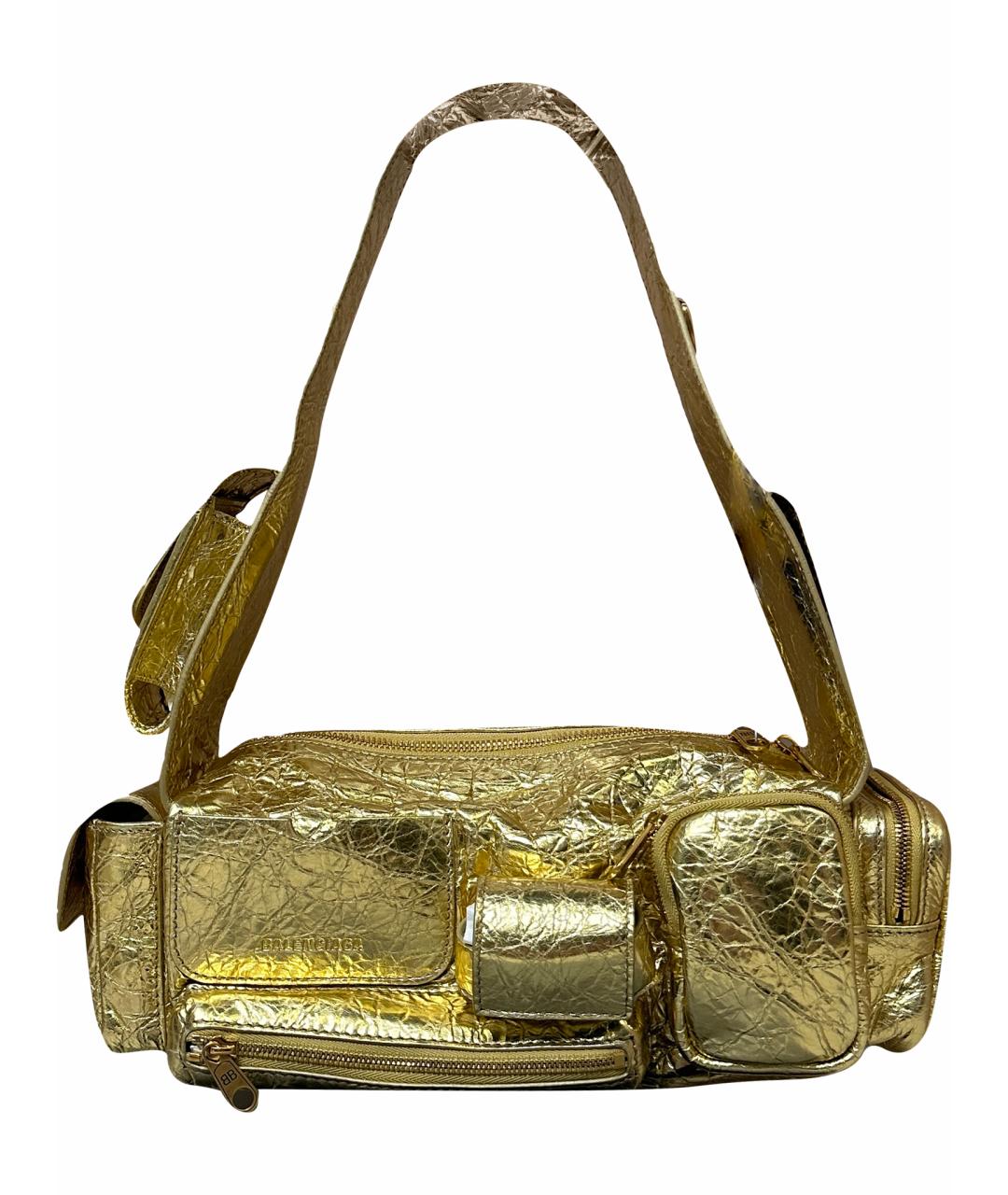 BALENCIAGA Золотая кожаная сумка через плечо, фото 1