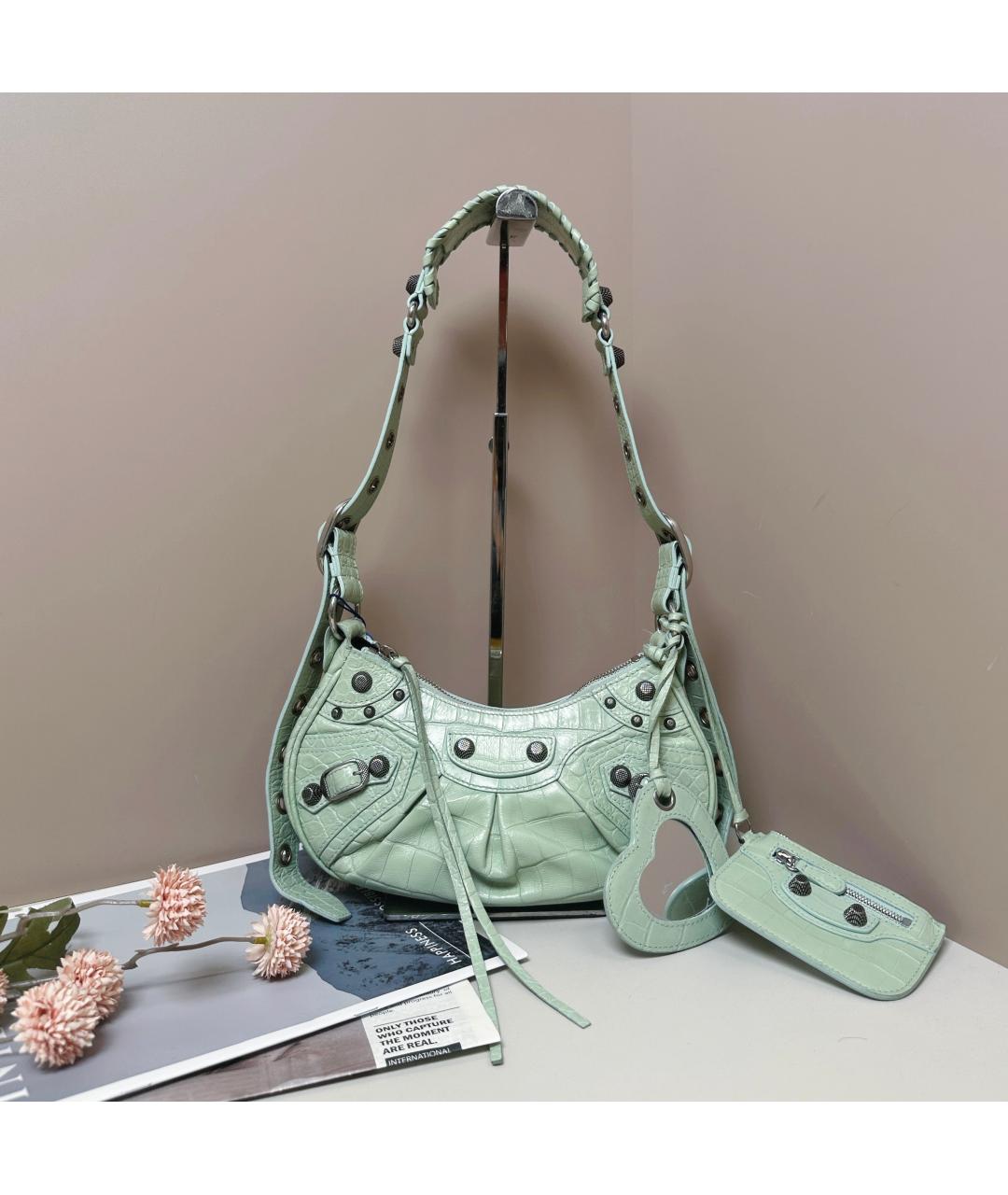 BALENCIAGA Зеленая кожаная сумка через плечо, фото 6