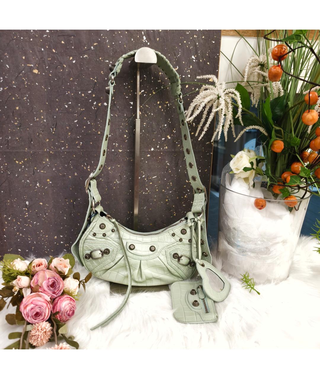 BALENCIAGA Зеленая кожаная сумка через плечо, фото 2