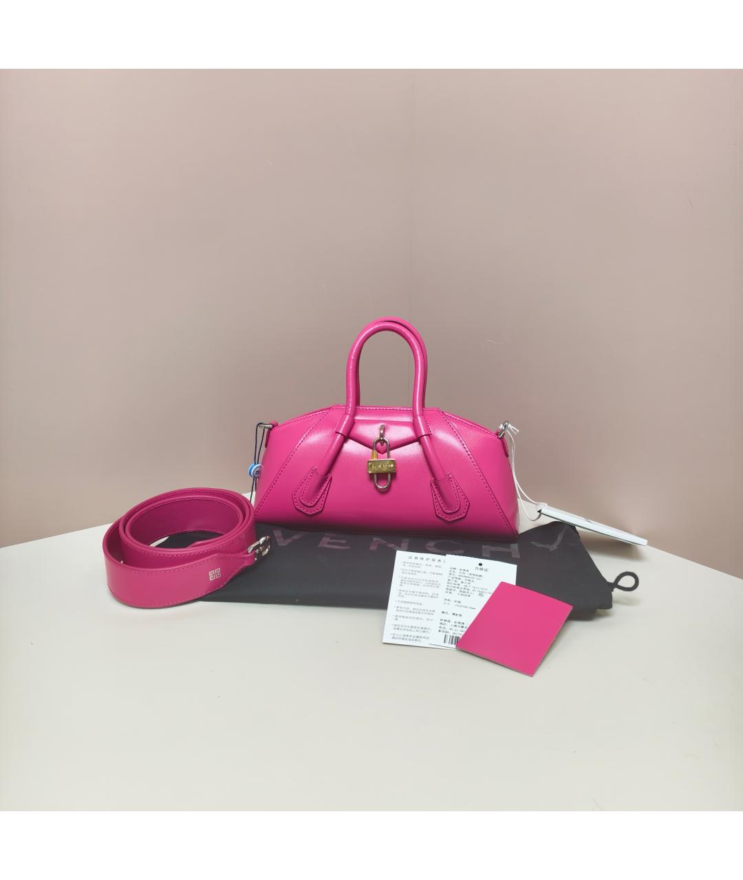GIVENCHY Фуксия кожаная сумка с короткими ручками, фото 9