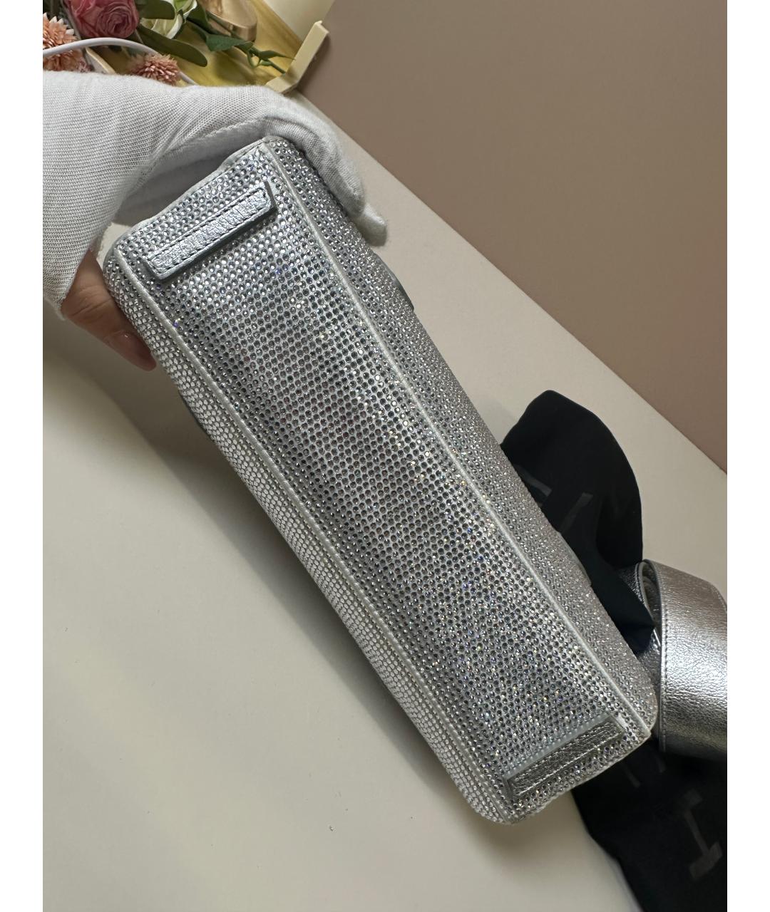 GIVENCHY Серебряная кожаная сумка с короткими ручками, фото 4