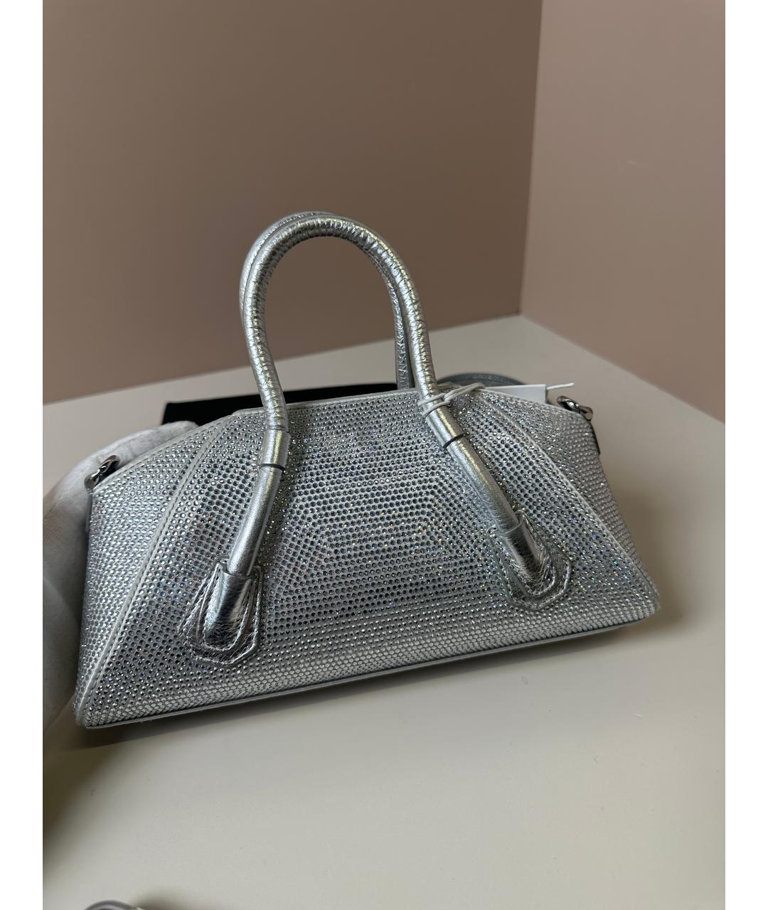 GIVENCHY Серебряная кожаная сумка с короткими ручками, фото 2