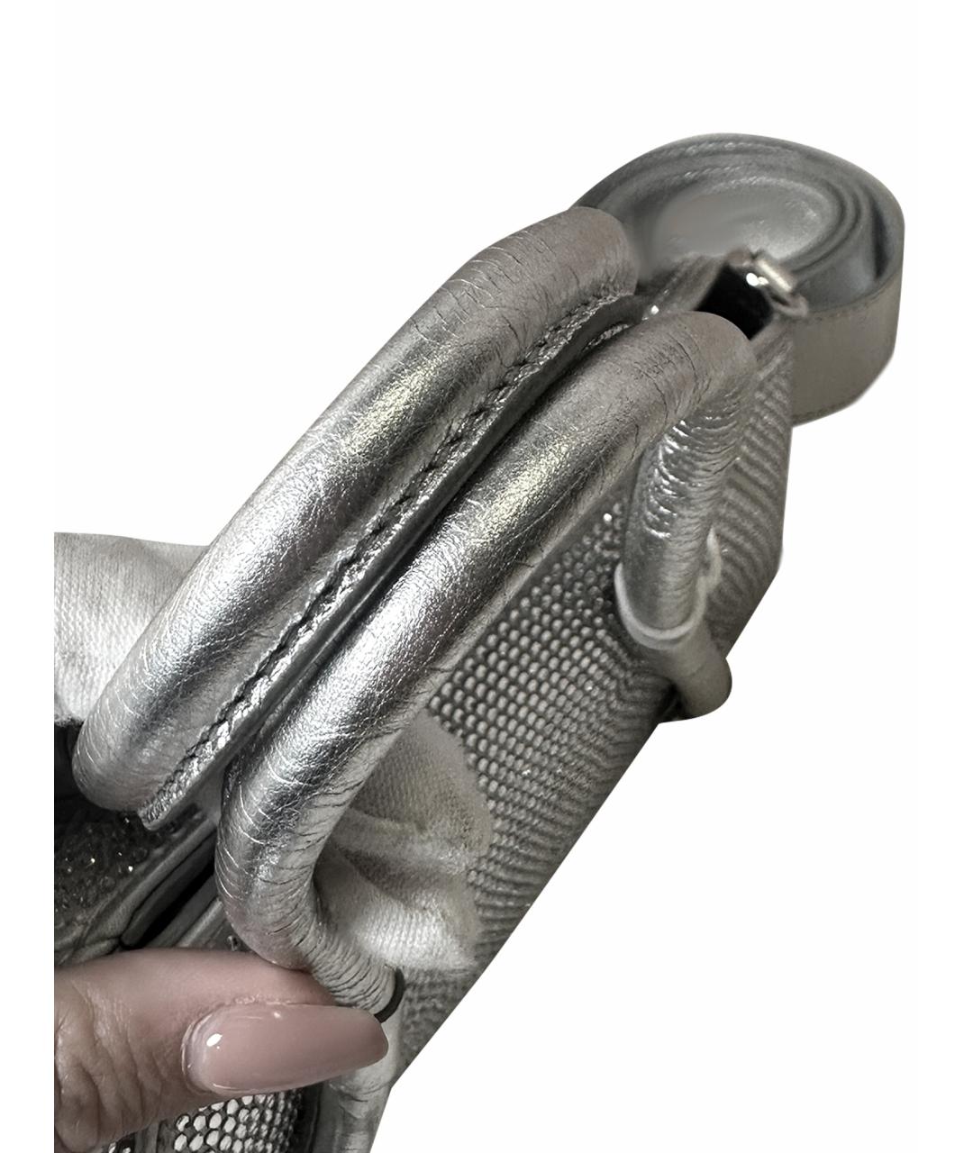 GIVENCHY Серебряная кожаная сумка с короткими ручками, фото 10