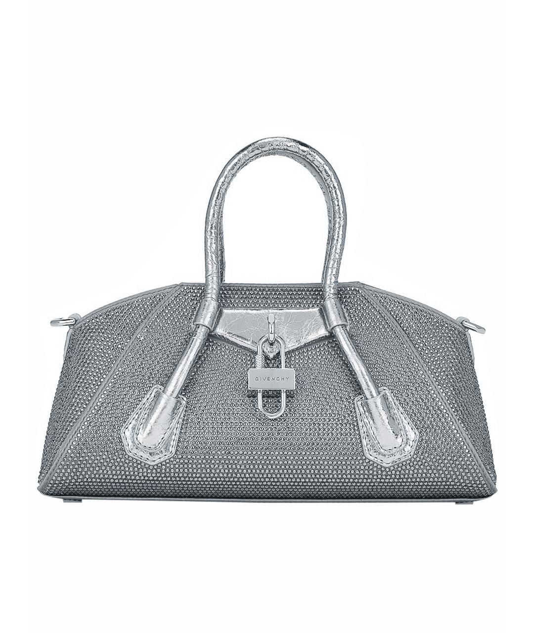GIVENCHY Серебряная кожаная сумка с короткими ручками, фото 1