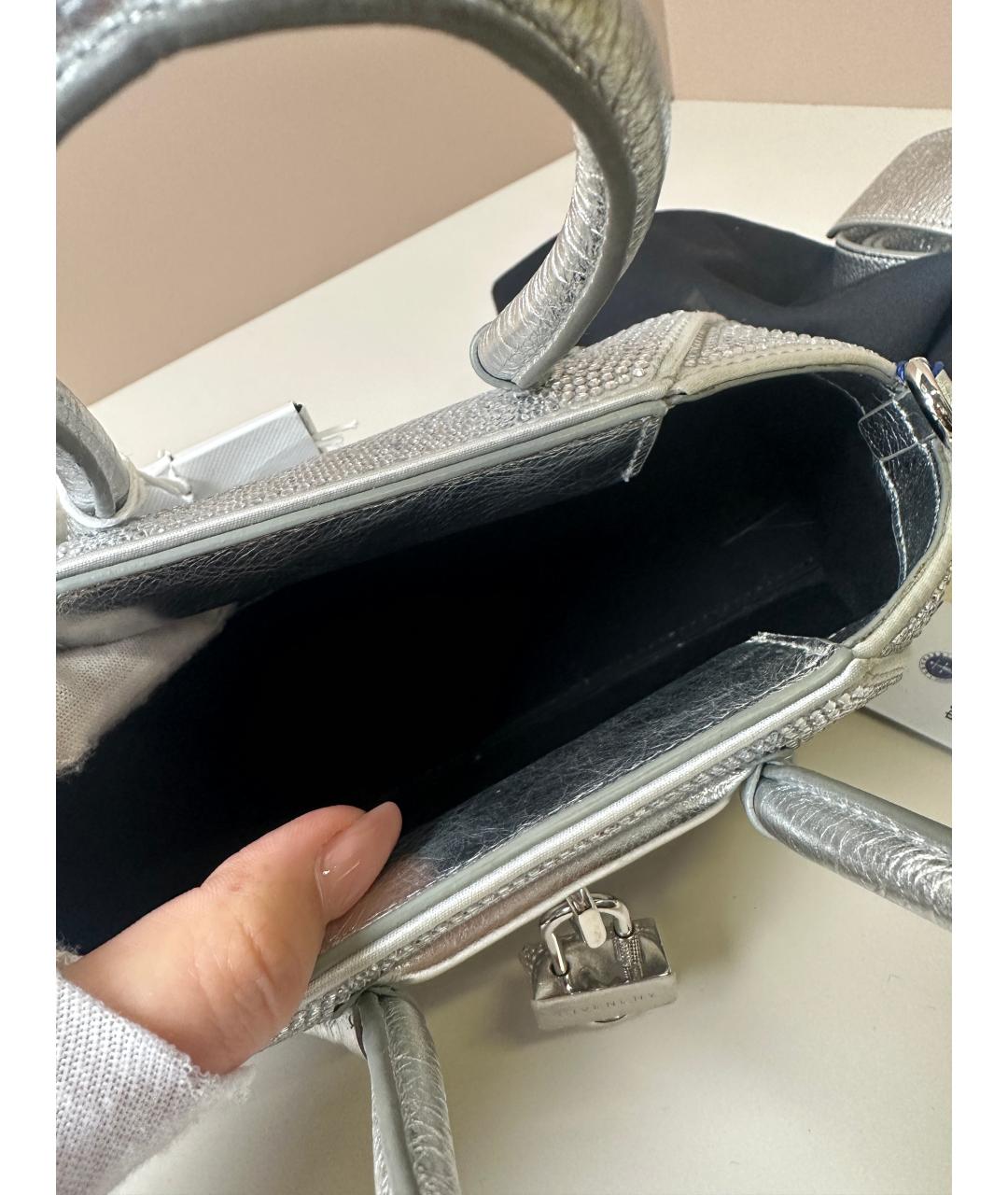 GIVENCHY Серебряная кожаная сумка с короткими ручками, фото 6