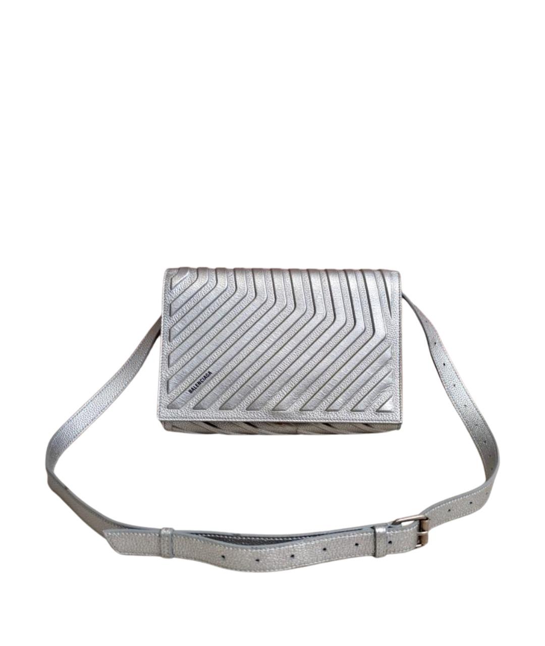 BALENCIAGA Серебряная кожаная сумка через плечо, фото 1