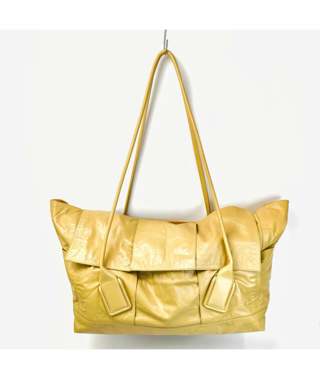 BOTTEGA VENETA Золотая кожаная сумка через плечо, фото 10