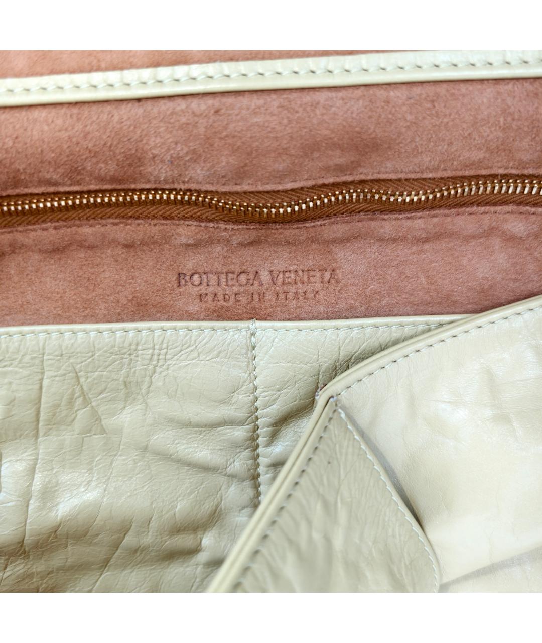 BOTTEGA VENETA Золотая кожаная сумка через плечо, фото 3