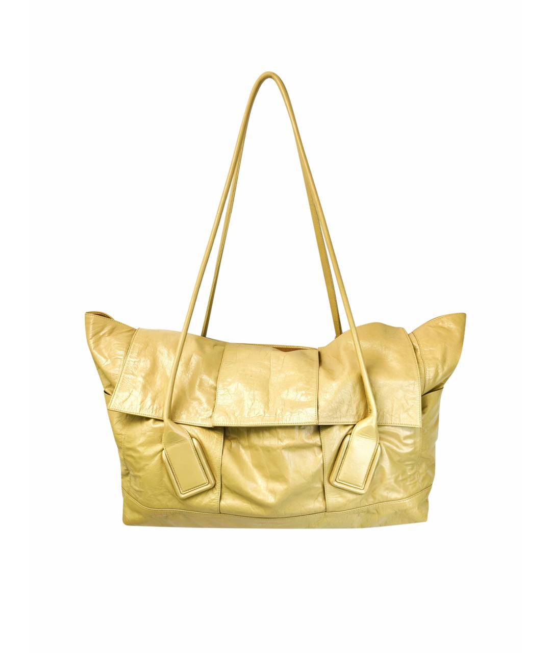 BOTTEGA VENETA Золотая кожаная сумка через плечо, фото 1