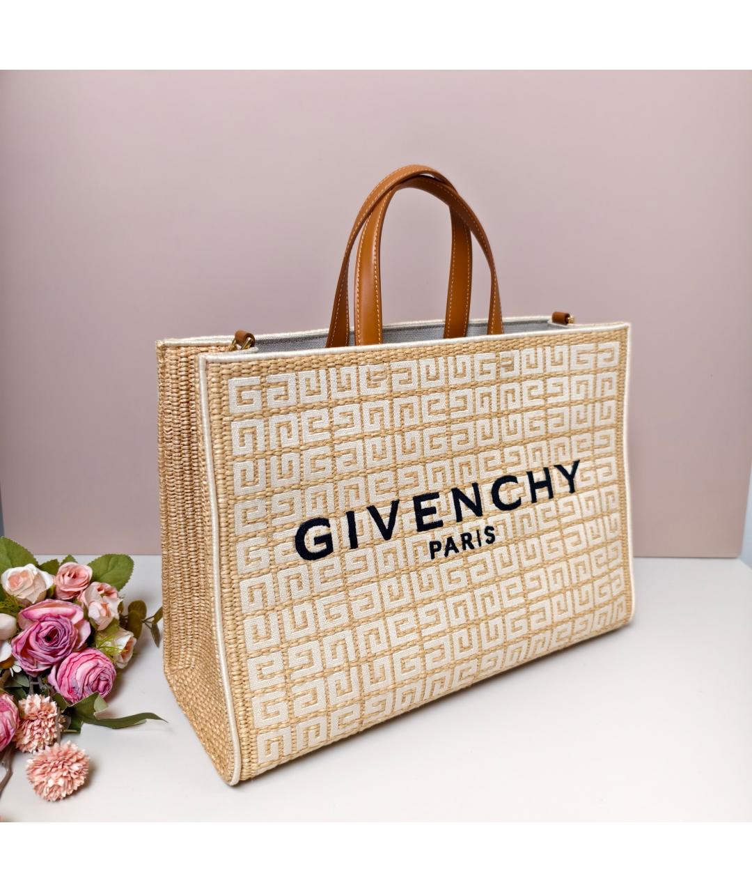 GIVENCHY Бежевая тканевая сумка с короткими ручками, фото 9