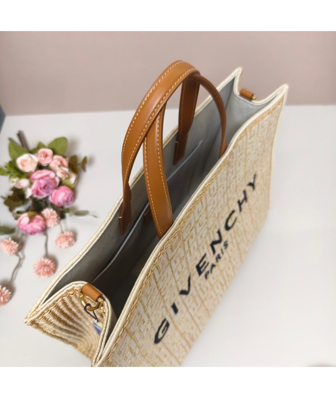 GIVENCHY Бежевая тканевая сумка с короткими ручками, фото 3