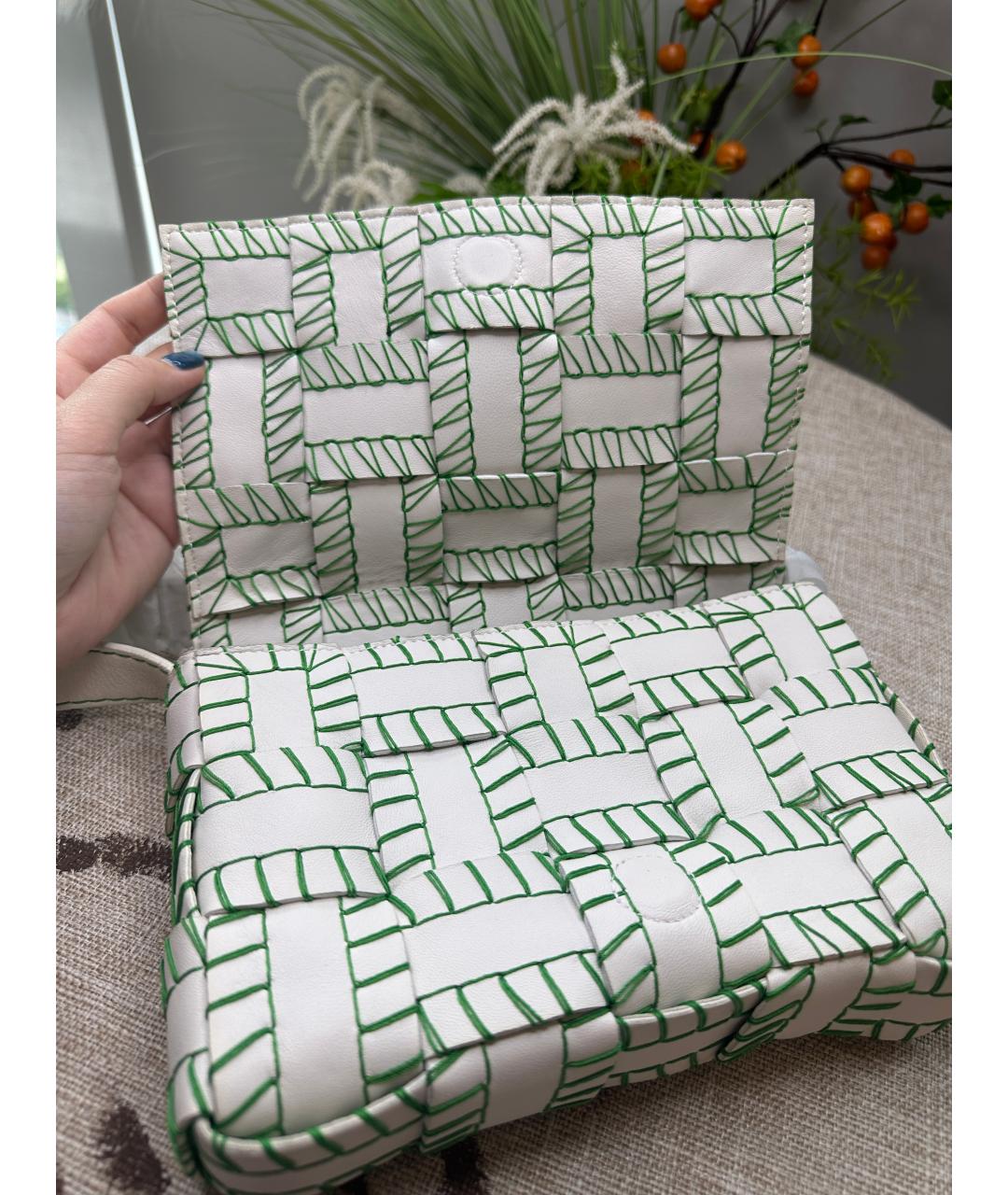 BOTTEGA VENETA Белая кожаная сумка через плечо, фото 4