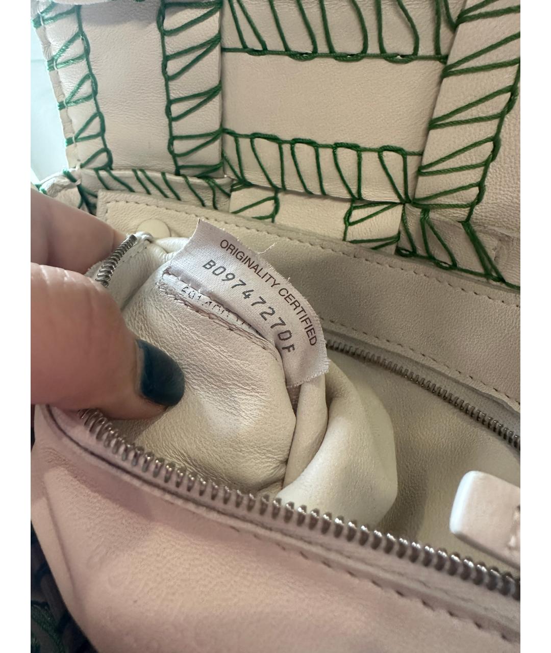 BOTTEGA VENETA Белая кожаная сумка через плечо, фото 3