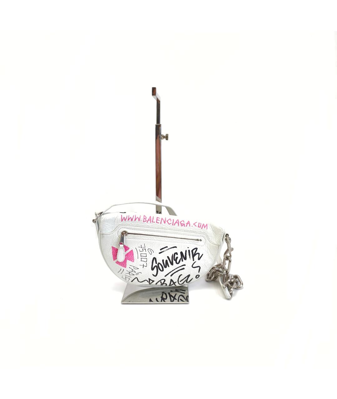 BALENCIAGA Белая кожаная сумка через плечо, фото 3