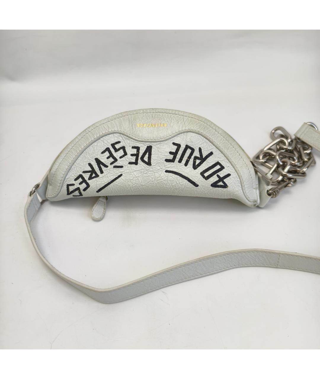 BALENCIAGA Белая кожаная сумка через плечо, фото 6