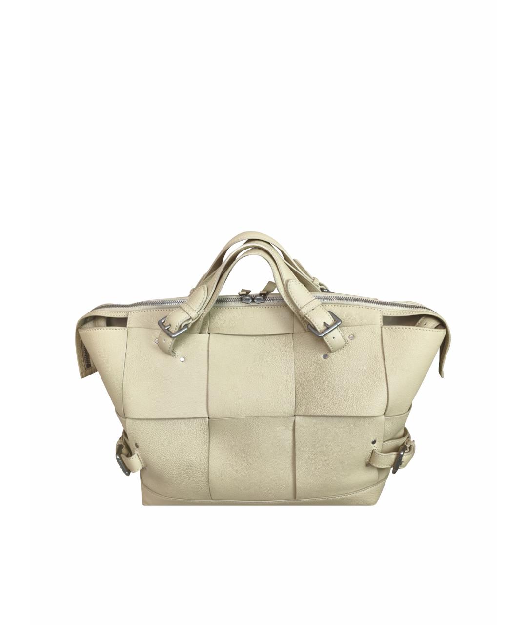 BOTTEGA VENETA Бежевая кожаная сумка с короткими ручками, фото 1