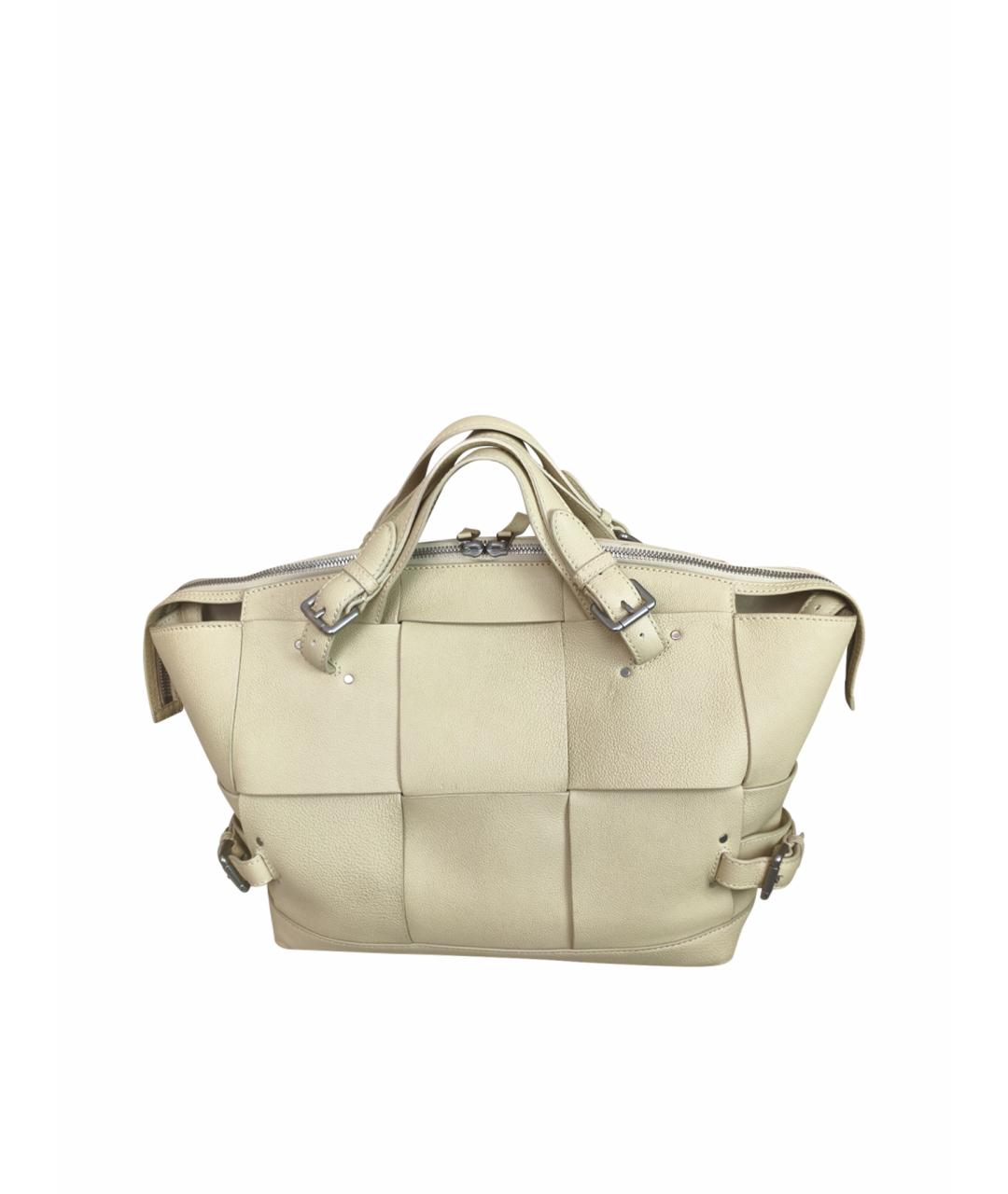 BOTTEGA VENETA Бежевая кожаная сумка с короткими ручками, фото 9