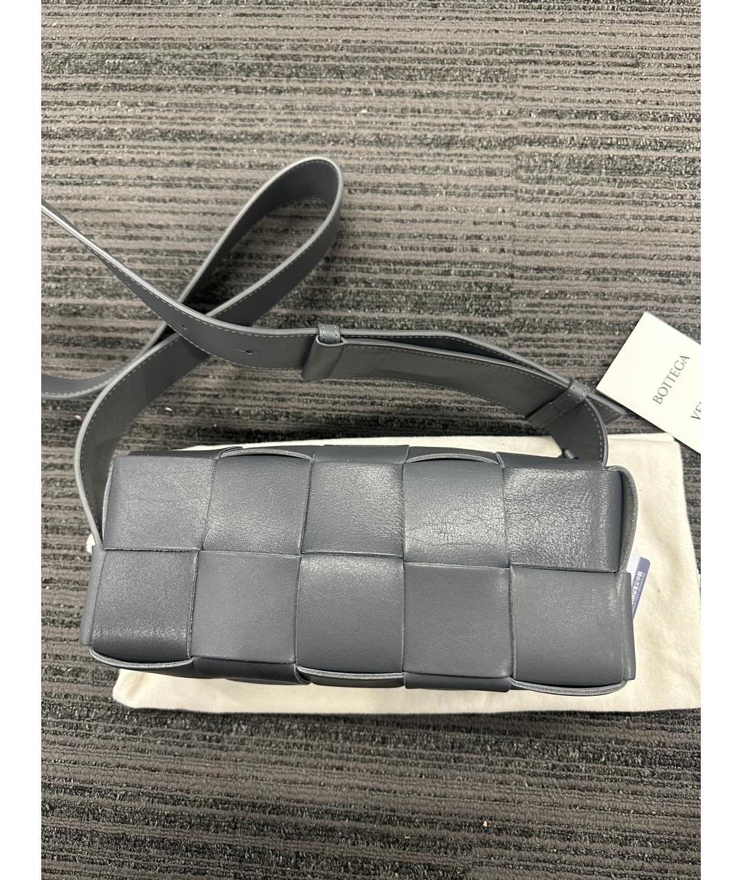 BOTTEGA VENETA Серая кожаная сумка через плечо, фото 9