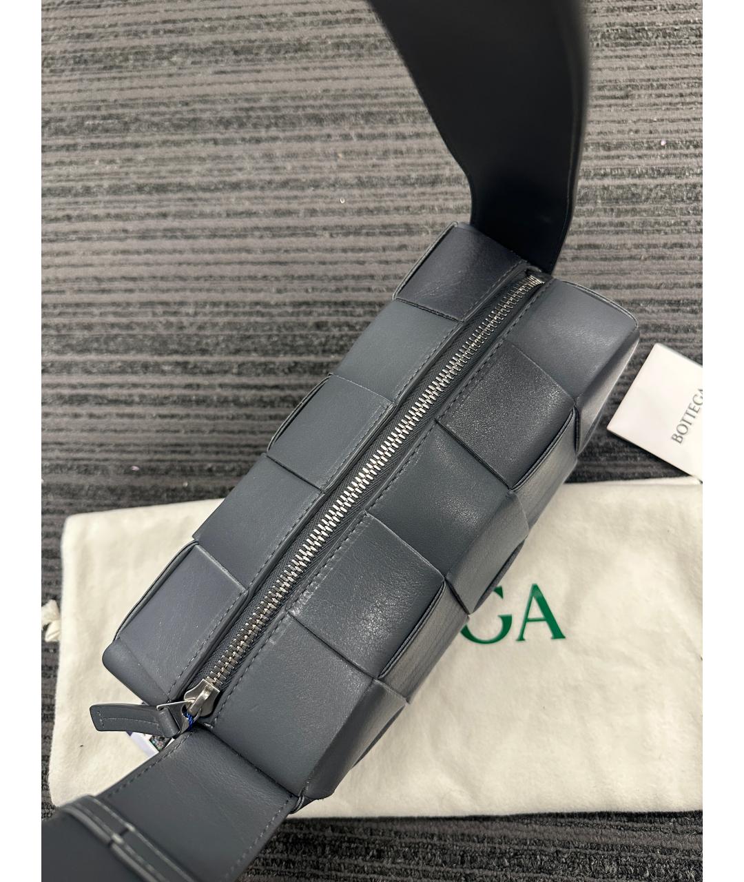 BOTTEGA VENETA Серая кожаная сумка через плечо, фото 5