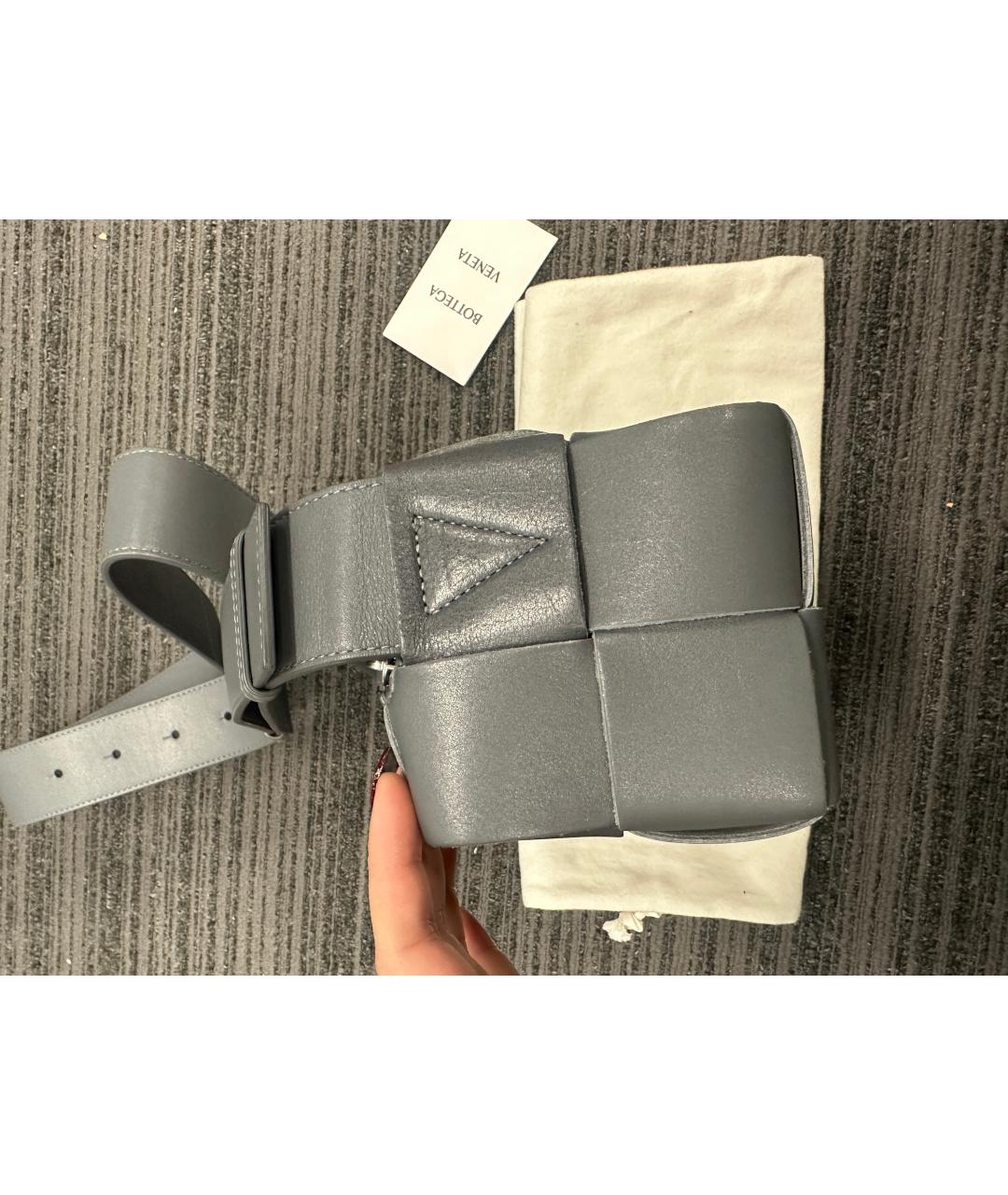 BOTTEGA VENETA Серая кожаная сумка через плечо, фото 2