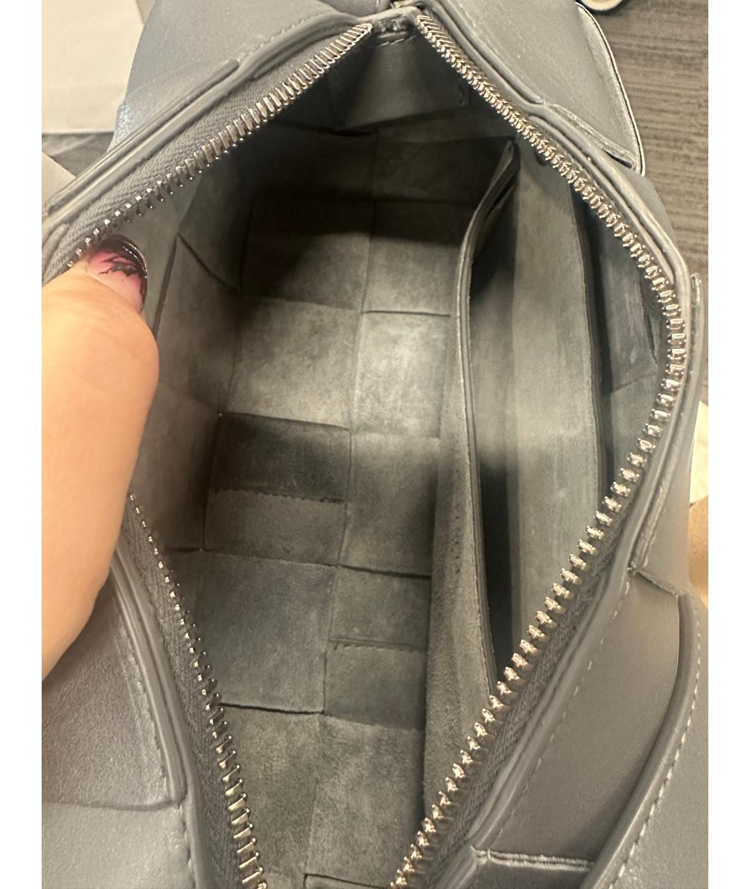 BOTTEGA VENETA Серая кожаная сумка через плечо, фото 3
