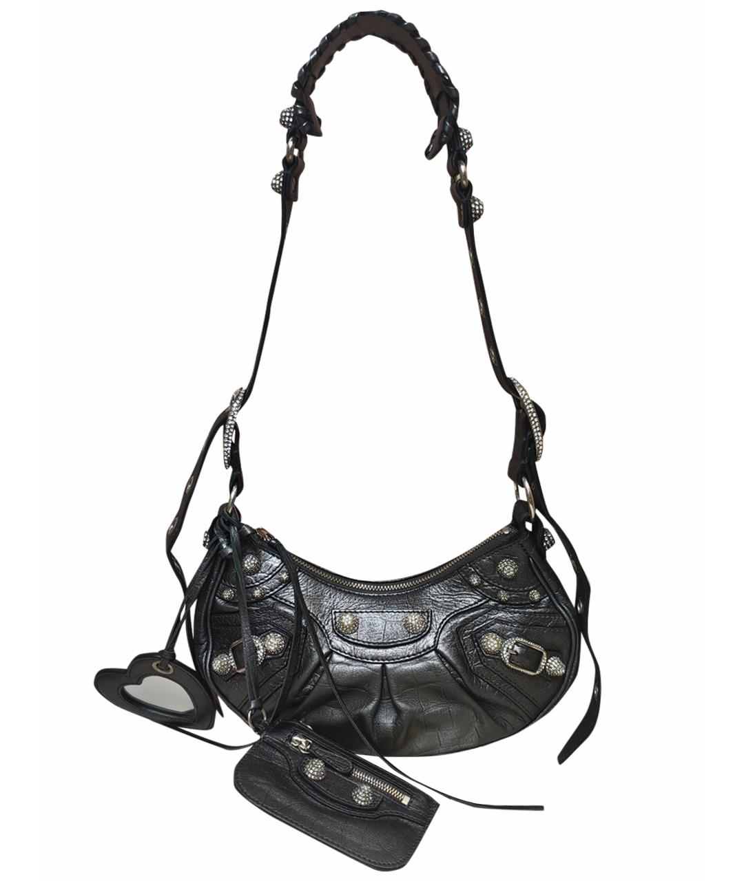 BALENCIAGA Серебряная кожаная сумка через плечо, фото 1