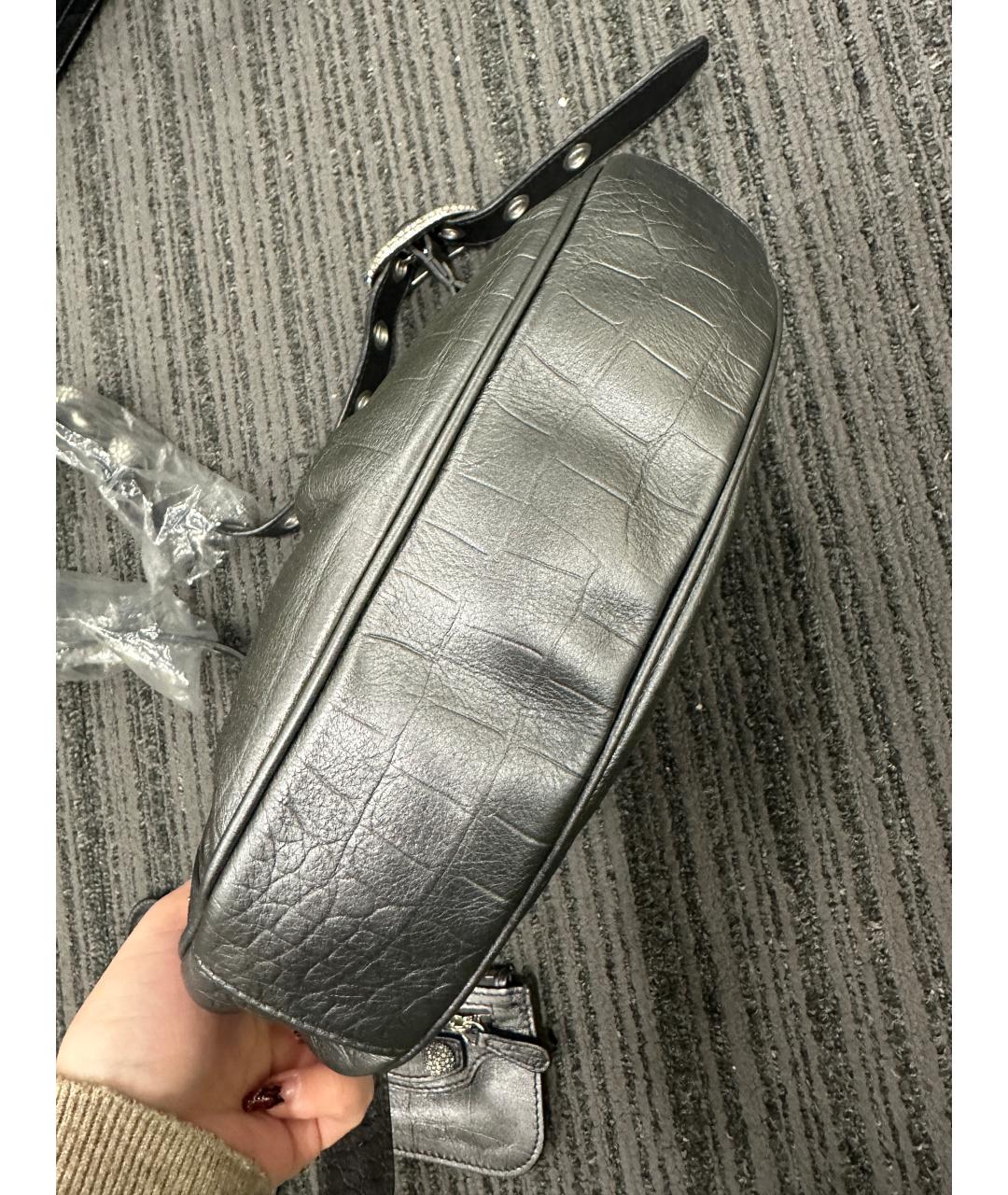 BALENCIAGA Серебряная кожаная сумка через плечо, фото 3