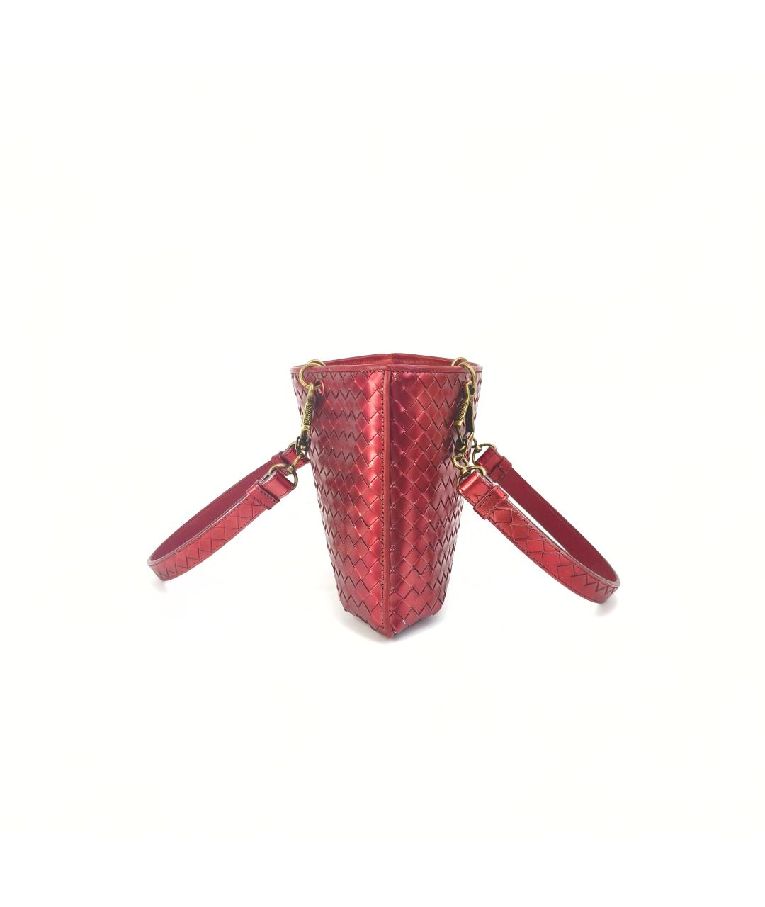 BOTTEGA VENETA Красная кожаная сумка тоут, фото 7