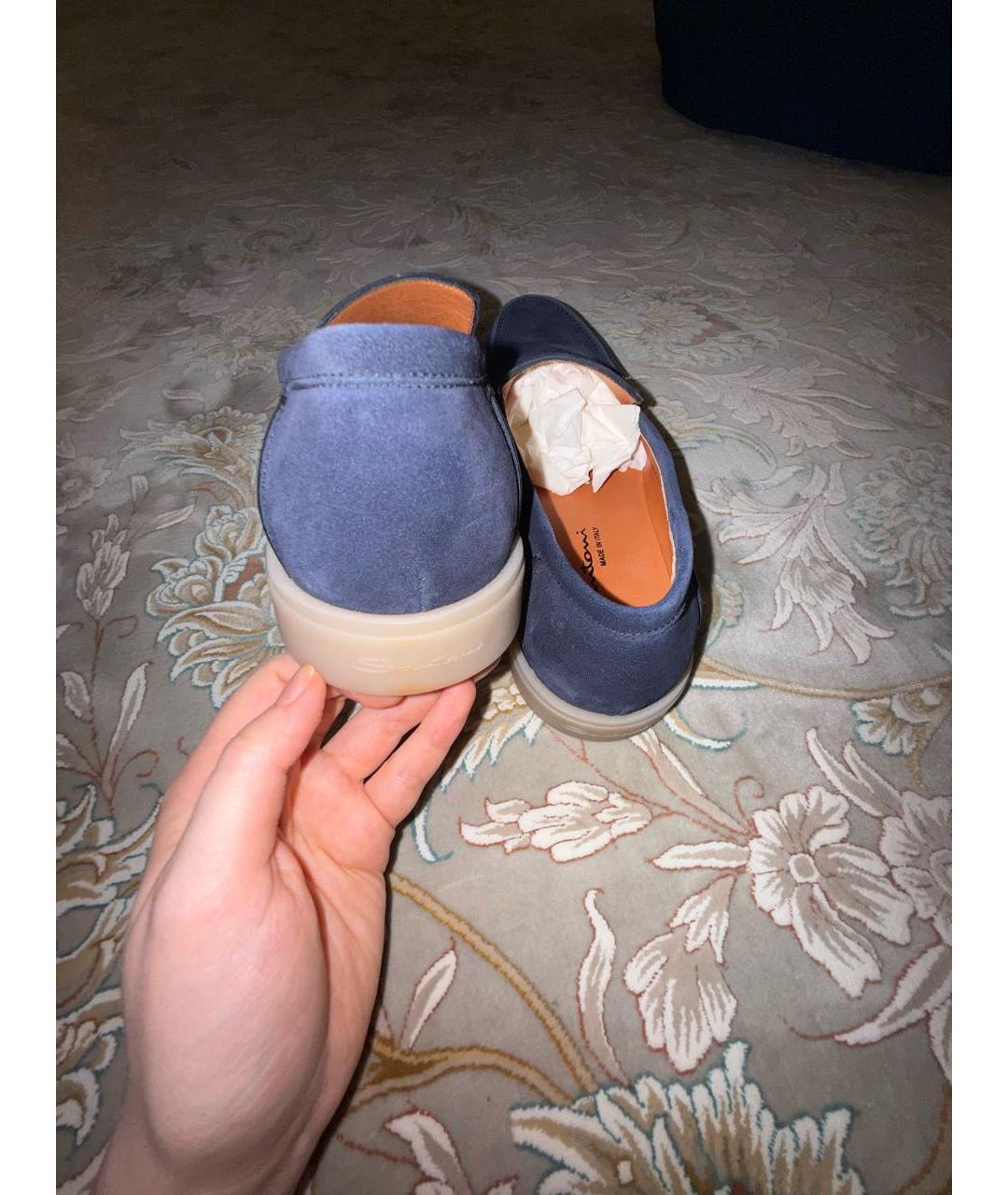 SANTONI Синие замшевые лоферы, фото 3