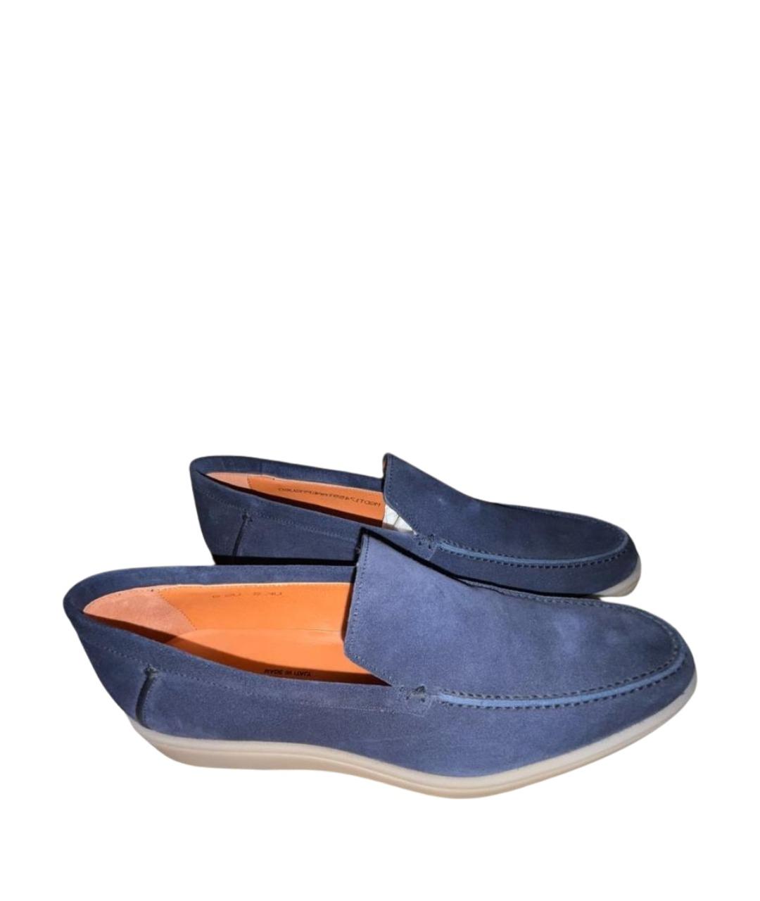 SANTONI Синие замшевые лоферы, фото 5