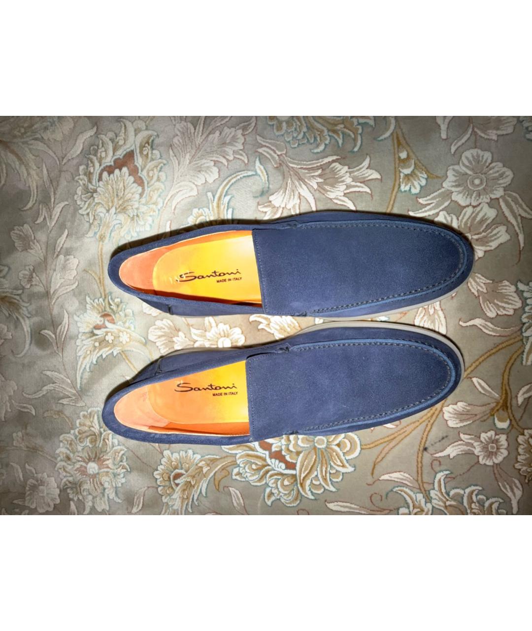 SANTONI Синие замшевые лоферы, фото 2