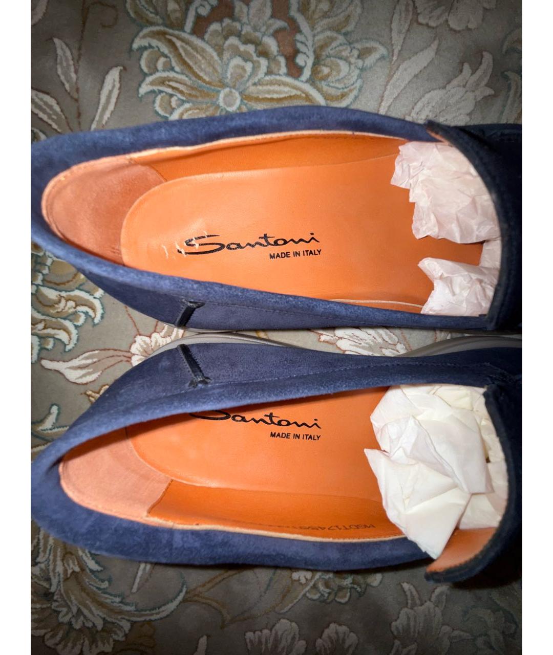 SANTONI Синие замшевые лоферы, фото 4