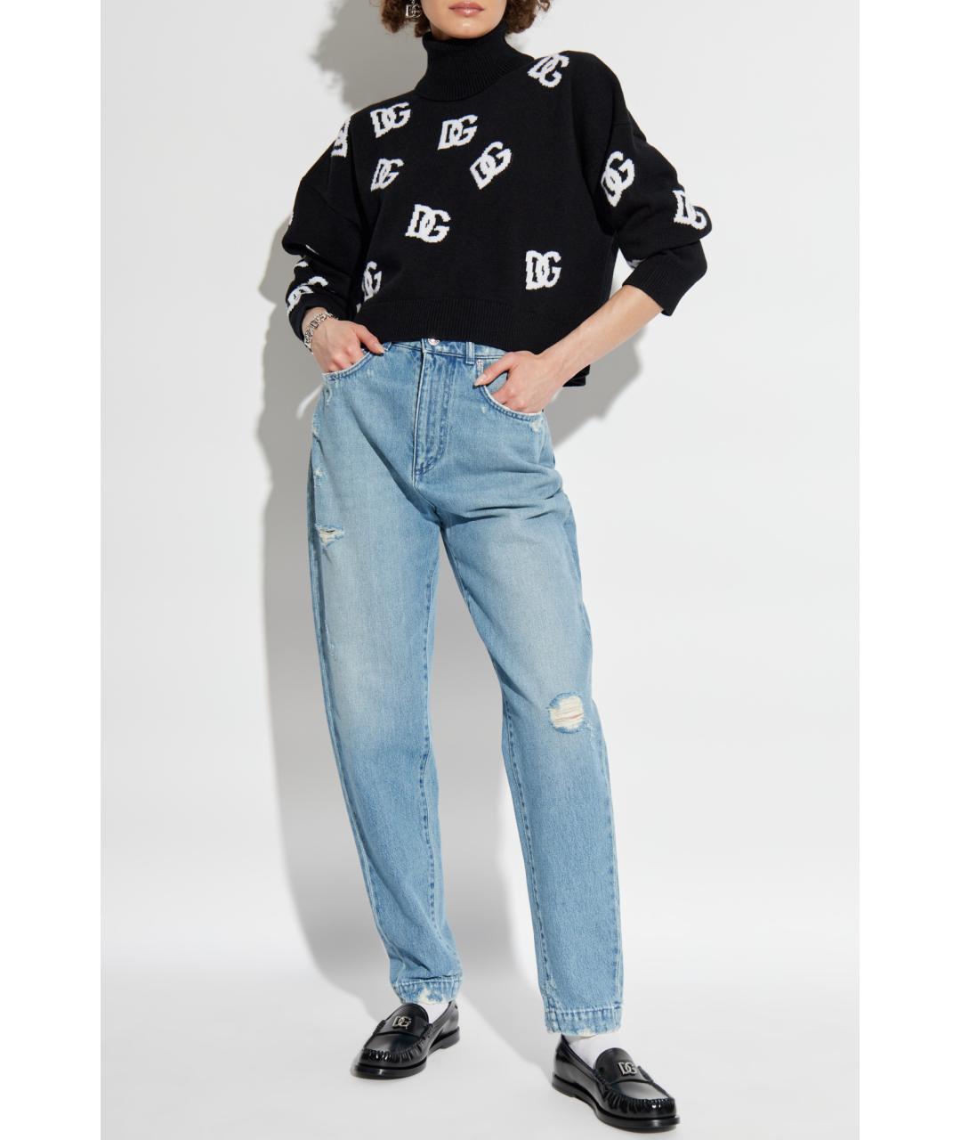 DOLCE&GABBANA Голубые хлопковые прямые джинсы, фото 3