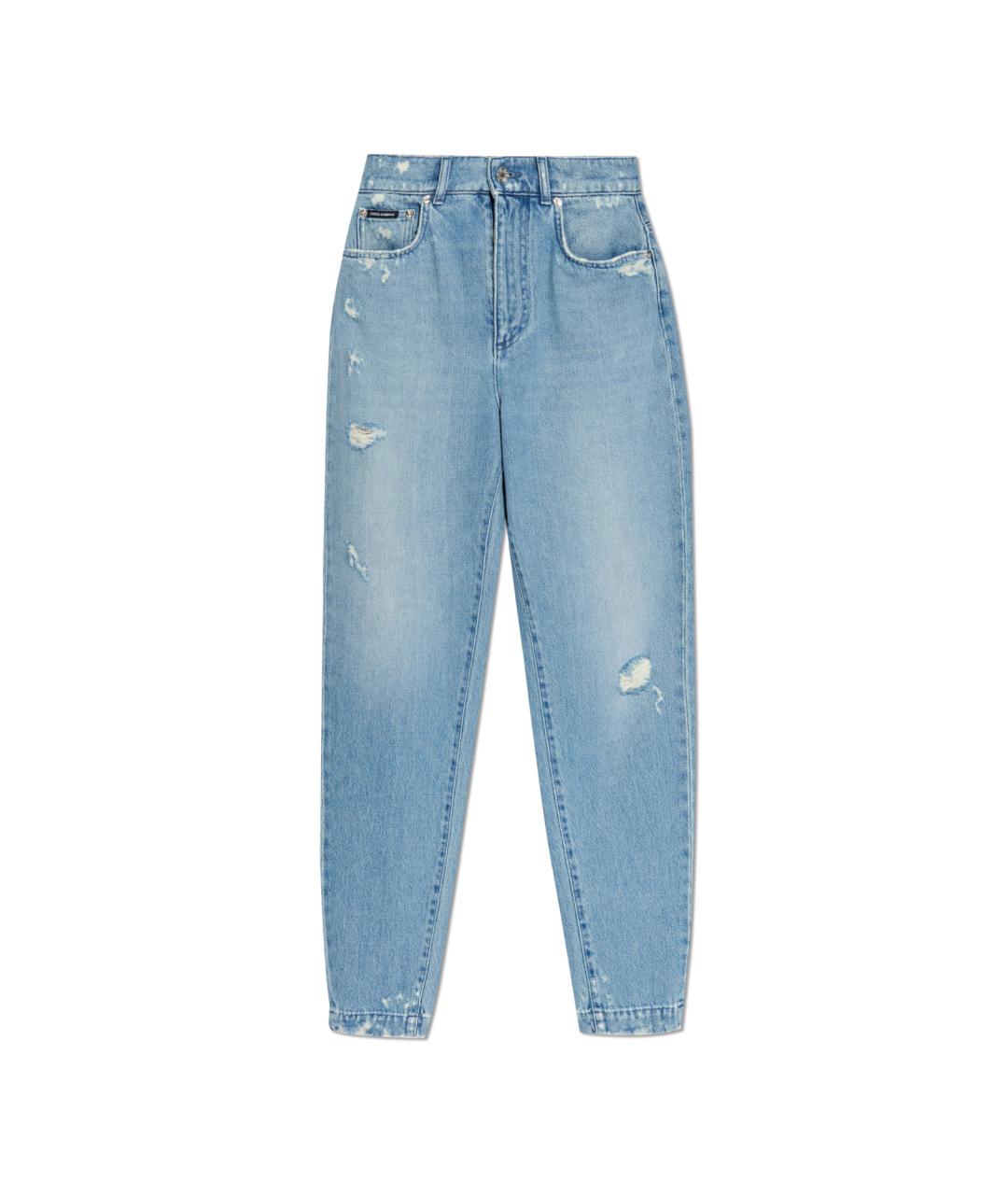 DOLCE&GABBANA Голубые хлопковые прямые джинсы, фото 1