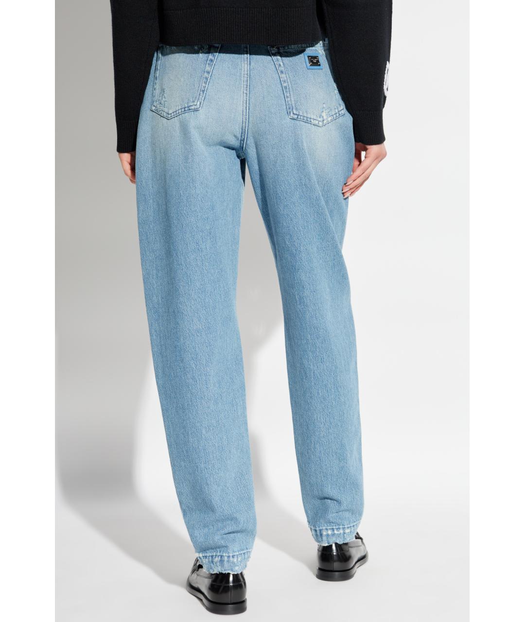 DOLCE&GABBANA Голубые хлопковые прямые джинсы, фото 2