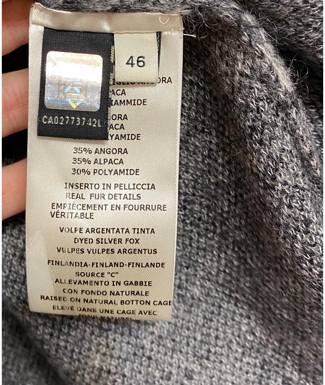 FENDI Серое меховое повседневное платье, фото 5