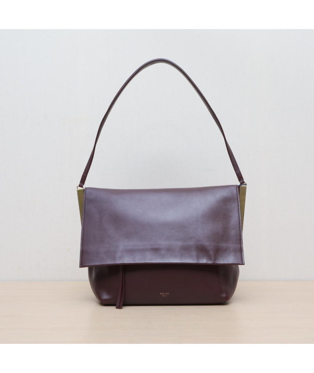 CELINE Бордовая кожаная сумка через плечо, фото 3