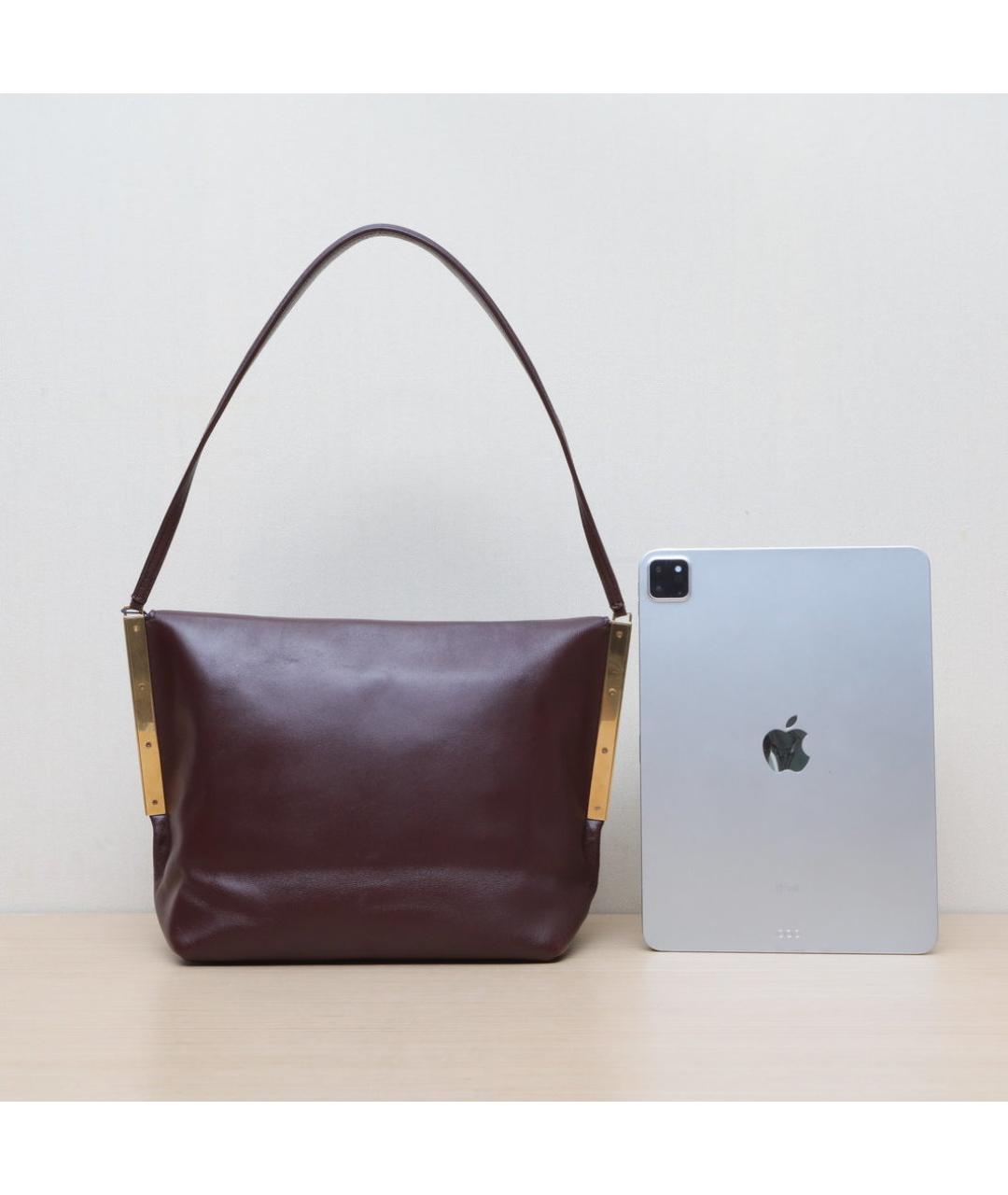 CELINE Бордовая кожаная сумка через плечо, фото 6