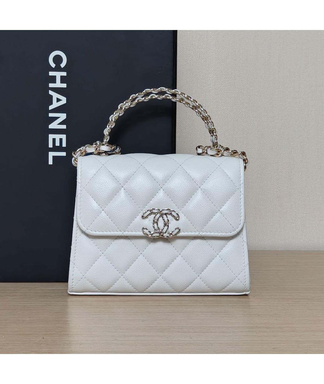 CHANEL Белая кожаная сумка через плечо, фото 5