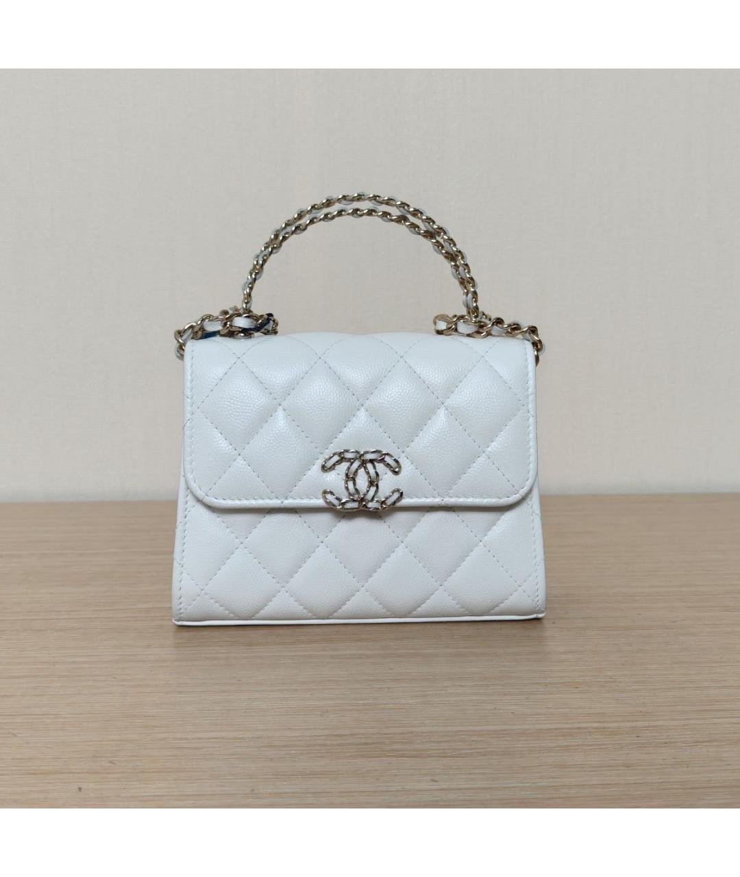 CHANEL Белая кожаная сумка через плечо, фото 4