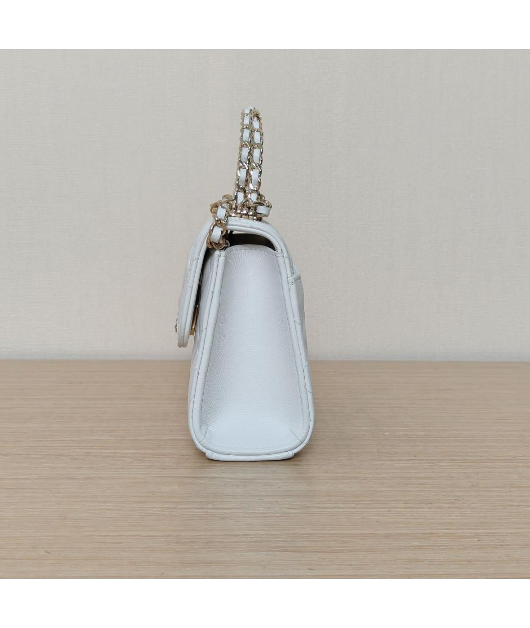 CHANEL Белая кожаная сумка через плечо, фото 6