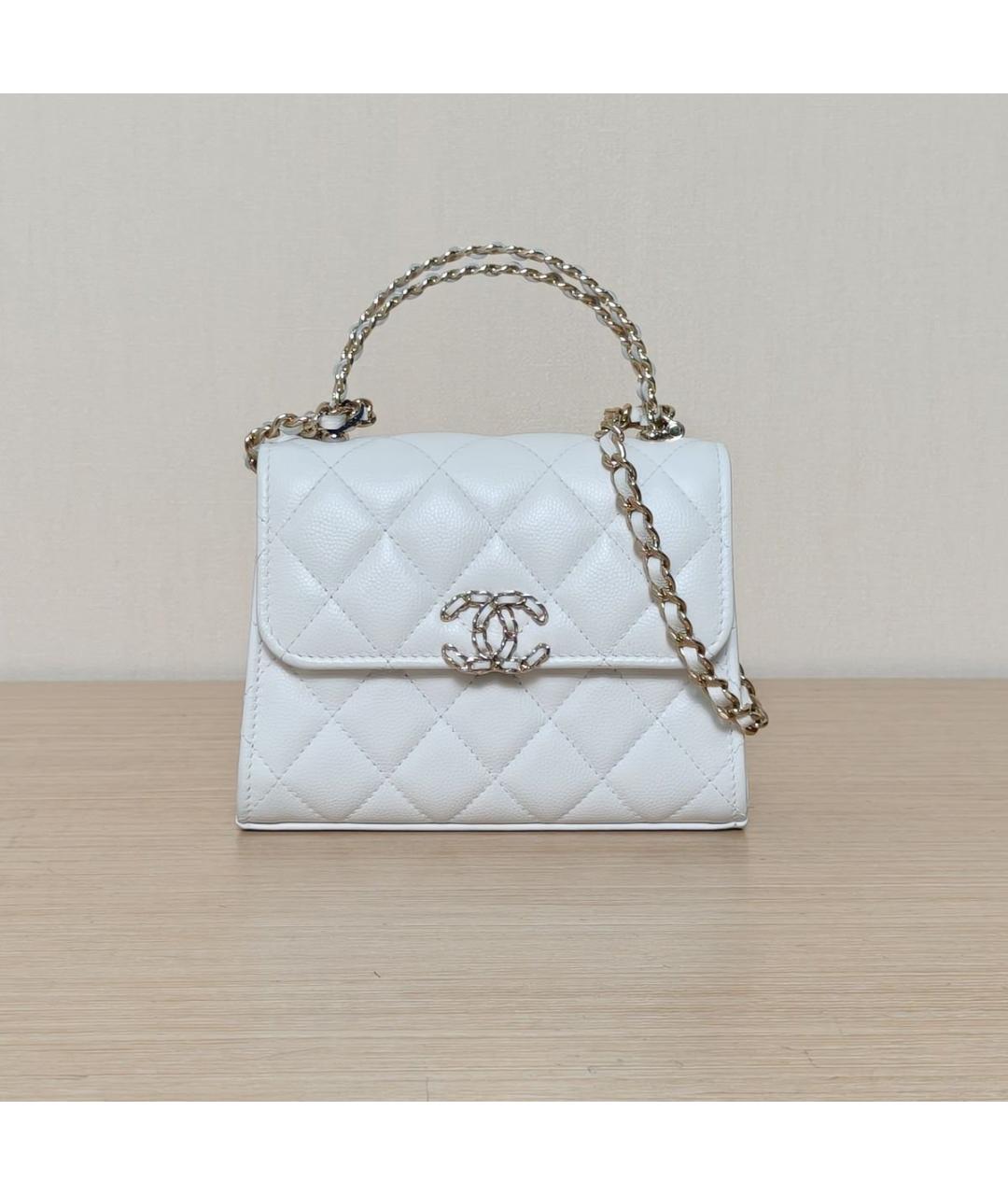 CHANEL Белая кожаная сумка через плечо, фото 3