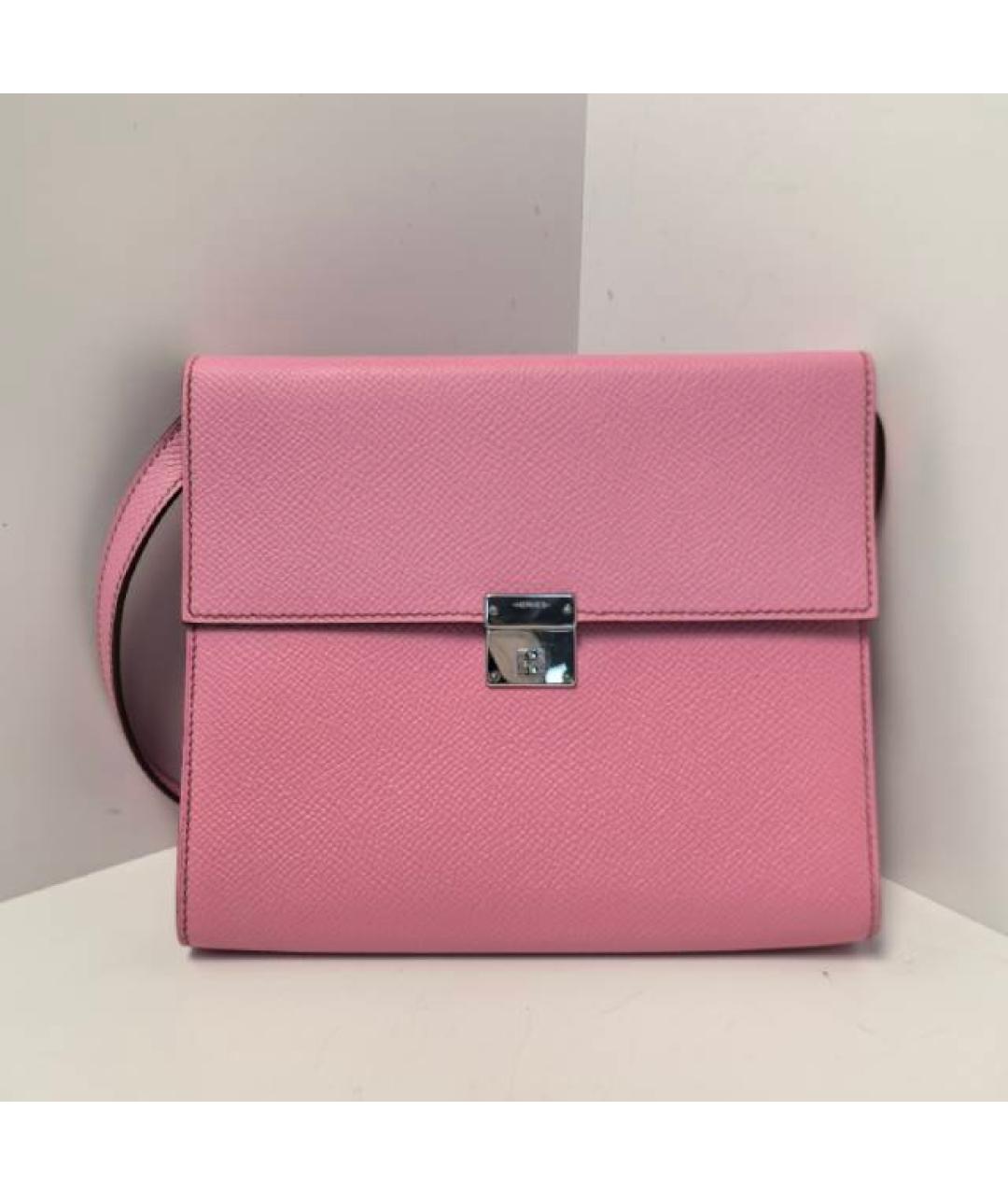 HERMES Розовая кожаная сумка через плечо, фото 8