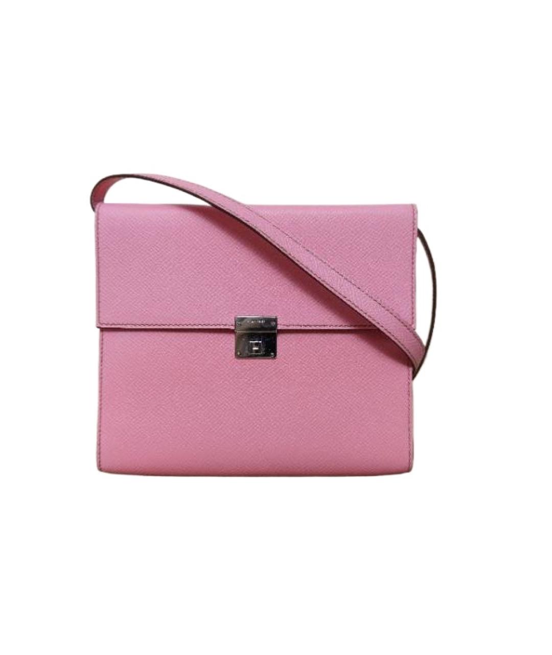 HERMES Розовая кожаная сумка через плечо, фото 1