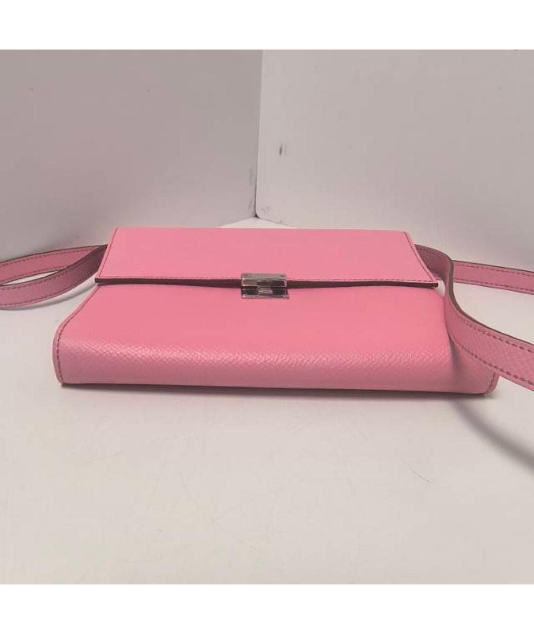 HERMES Розовая кожаная сумка через плечо, фото 9