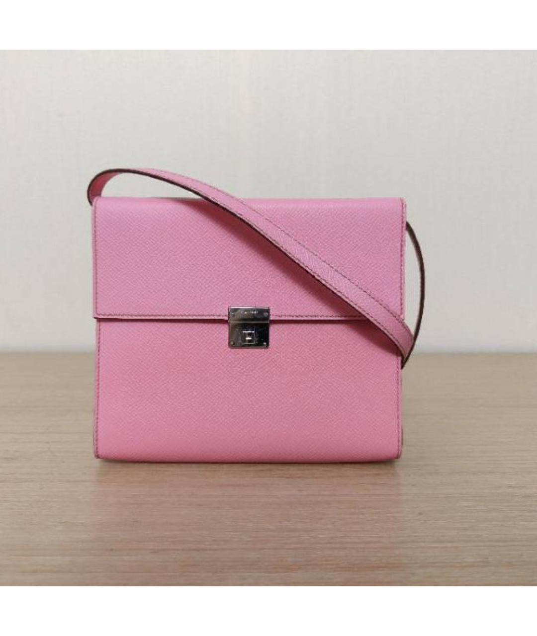 HERMES Розовая кожаная сумка через плечо, фото 2